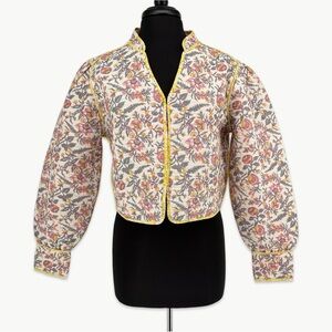 LLANI x Free People Sofi Reversible Floral Quilt Jacket Size Small Ivory Boho